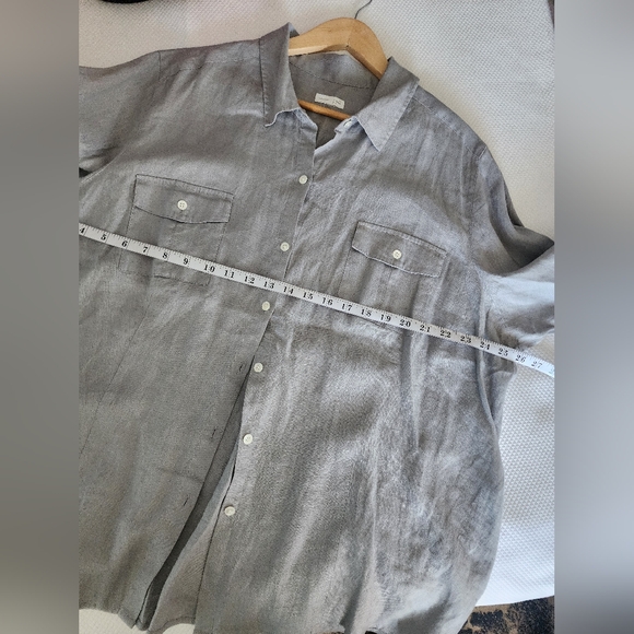 J. Jill Light Gray Linen Shirt - Picture 4 of 10